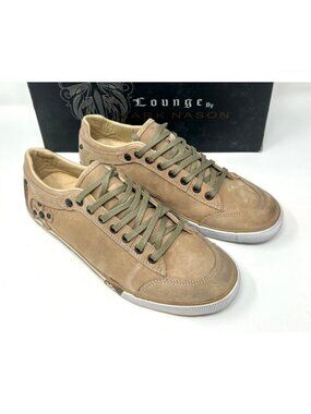 Men's Distressed Leather Casual Sneakers Lace Up Brown Size 8 New Mark Nason
